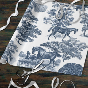 Papel De Presente Casamento de Túneis de Cavalo Azul-Chic, Elegante