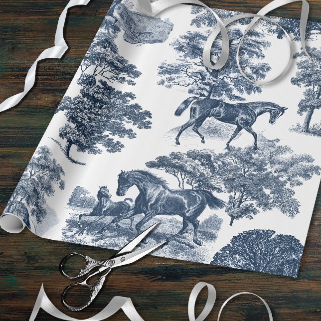 Papel De Presente Casamento de Túneis de Cavalo Azul-Chic, Elegante (Criador carregado)