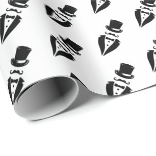Papel De Presente Casamento de Tuxedo Mustache de Chapéu Superior