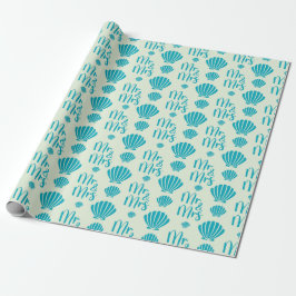 Papel De Presente Casamento de Verão Amor Oceano Verde Claro Sem Cos