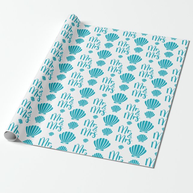 Papel De Presente Casamento de Verão Concha Branco Fundo Sem Costura (Desenrolado)