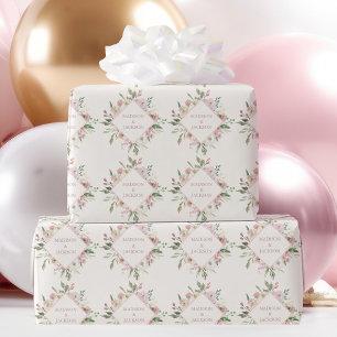 Papel De Presente Casamento de Verão de Pequim Rosa-Rosa-Blush Elega