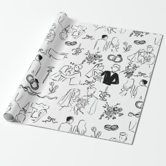 Papel De Presente casamento desenhado à mão proposta de noivado