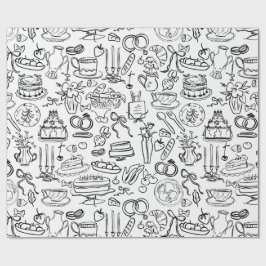 Papel De Presente casamento desenhado à mão vegano vegetariano