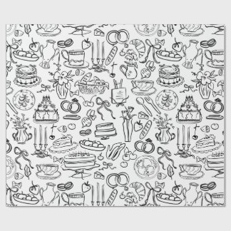 Papel De Presente casamento desenhado à mão vegano vegetariano