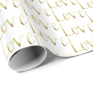 Papel De Presente Casamento Dourado com o Amor de Glam