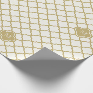 Papel De Presente Casamento Dourado do teste padrão de Quatrefoil d