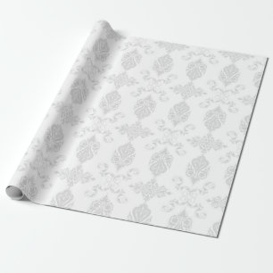 Papel De Presente Casamento Elegante Cinza Claro e Branco