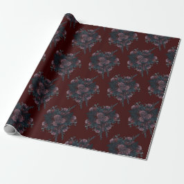 Papel De Presente Casamento Elegante Mauve Gothic da Maroon Escuro