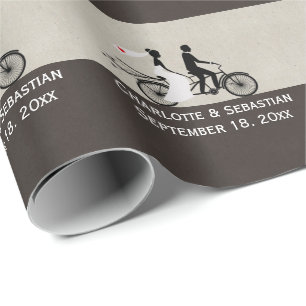 Papel De Presente Casamento em tandem bonito dos noivos da bicicleta