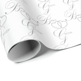 Papel De Presente Casamento escrito à mão do coração da prata dos