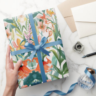 Papel De Presente Casamento Floral Colorido