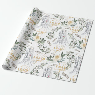 Papel De Presente Casamento floral de coloração aquosa elegante deli