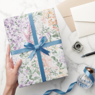 Papel De Presente Casamento Floral de Lavanda Lilac Chic Peach