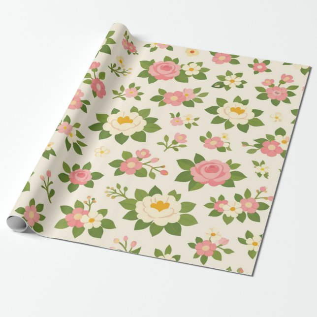 Papel De Presente Casamento Floral Delicado (Desenrolado)