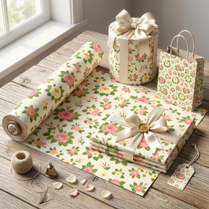 Papel De Presente Casamento Floral Delicado