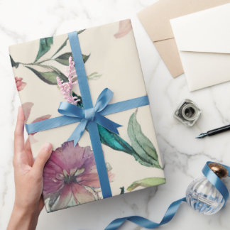 Papel De Presente Casamento Floral Mole E Pintado Manipuladamente