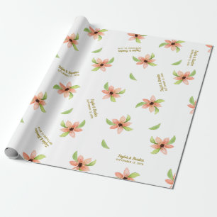 Papel De Presente Casamento Floral Personalizado de Destino Tropical