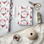 Papel De Presente Casamento Floral Personalizado do Monograma Modern<br><div class="desc">Monograma clássico moderno rodeado por peônias cor-de-rosa e outras lindas flores. Perfeito para presentes de casamento ou chá de panela.</div>