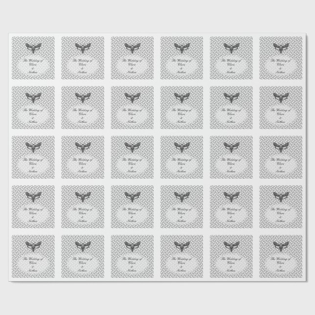 Papel De Presente Casamento Gótico do Crânio Materno - Elegante Escu (Aberto)