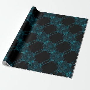 Papel De Presente Casamento Gótico Negro Rosa Teal
