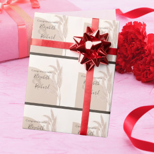 Papel De Presente Casamento Moderno de Boho Pampas Grass