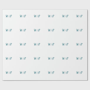 Papel De Presente Casamento monograma turquesa nome casal simples es