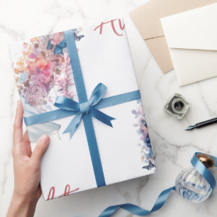 Papel De Presente Casamento/Parabéns de Coração Floral Rosa