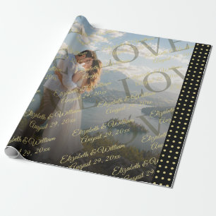 Papel De Presente Casamento personalizado com bolinhas douradas e pr
