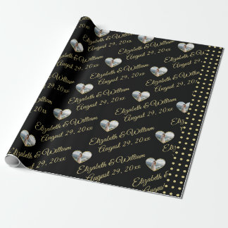 Papel De Presente Casamento personalizado com bolinhas douradas e pr