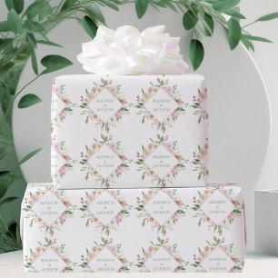 Papel De Presente Casamento Personalizado Da Tipografia Floral Cor-D