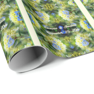 Papel De Presente Casamento Personalizado de Flor de Hydrangea Azul