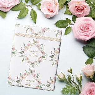 Papel De Presente Casamento Personalizado De Script Dourado Floral R