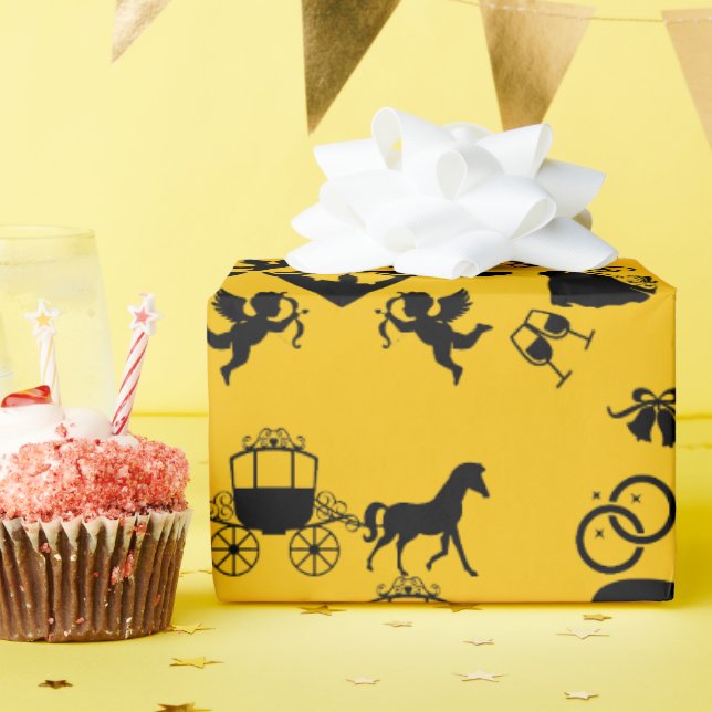 Papel De Presente Casamento Romântico De Cavalo E Carrinho (Festa de aniversário)