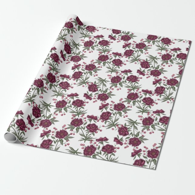 Papel De Presente Casamento Rosa Marrom (Desenrolado)