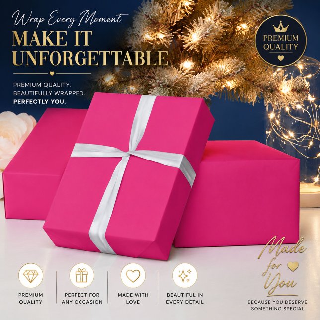 Papel De Presente Casamento Rosa Vibrante | Convite de Cor Sólida e  (Criador carregado)