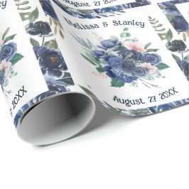 Papel De Presente Casamento Rustic Blue Eucalyptus Watercolor