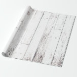 Papel De Presente Casamento Rústico Branco em Madeira Charme Country<br><div class="desc">Papel de Embrulho</div>