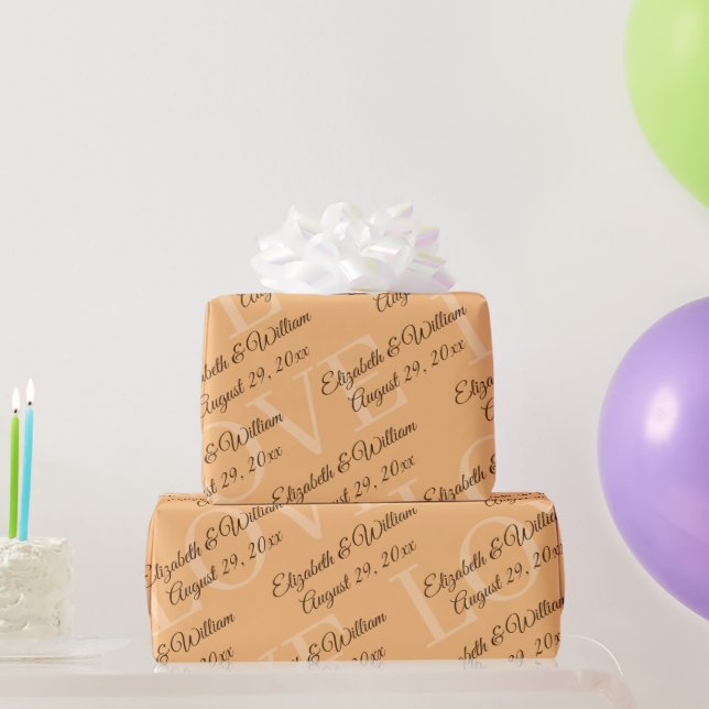 Papel De Presente Casamento Simples por Monograma Elegante (Presentes para festas)