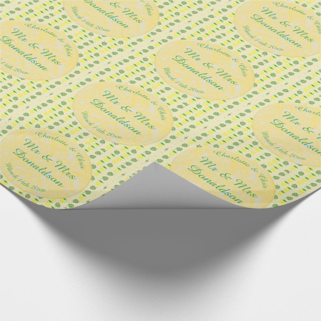Papel De Presente Casamento Tropical de Verão, Abacaxi e Folhas de P (Ponta)