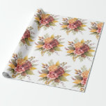 Papel De Presente Casamentos Antiquados de Padrão Floral Burgundy ro<br><div class="desc">Rosas floresce o padrão de aquarela. influência asiática. Burgundia e botânica rosa,  flores naturais embrulhando papel. Casamentos,  chá de panela.</div>