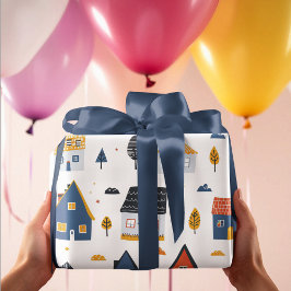 Papel De Presente Casas de Cidade Adoráveis