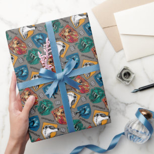 Papel De Presente Casas de HOGWARTS™ com Padrão Entrelaçado