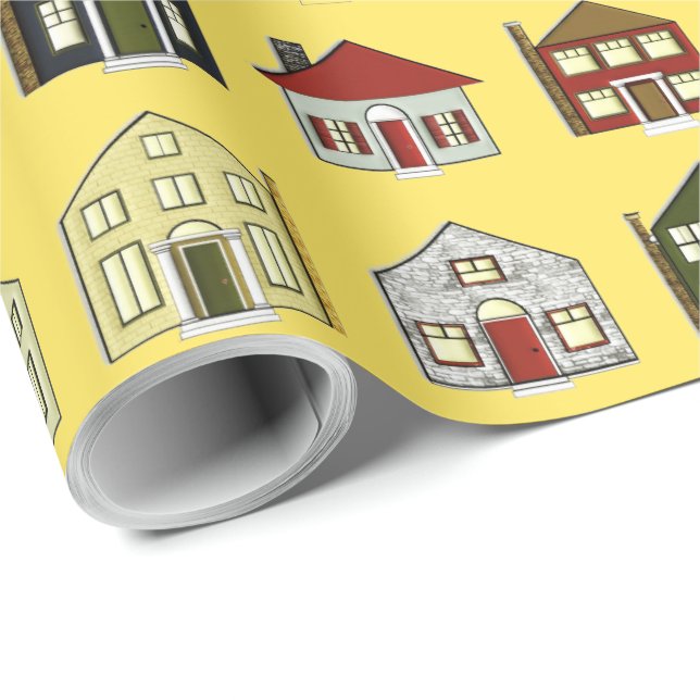 Papel De Presente Casas de Imóveis (Ponta do rolo)
