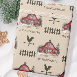 Papel De Presente Casas de Natal de País de Aquarela