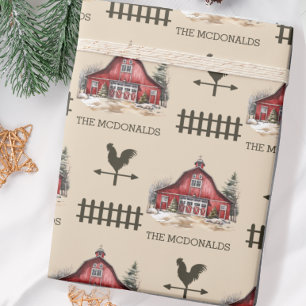 Papel De Presente Casas de Natal de País de Aquarela
