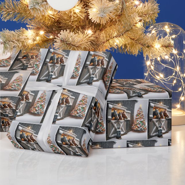 Papel De Presente Casca de Cavalo de Natal com Árvore (Feriados)