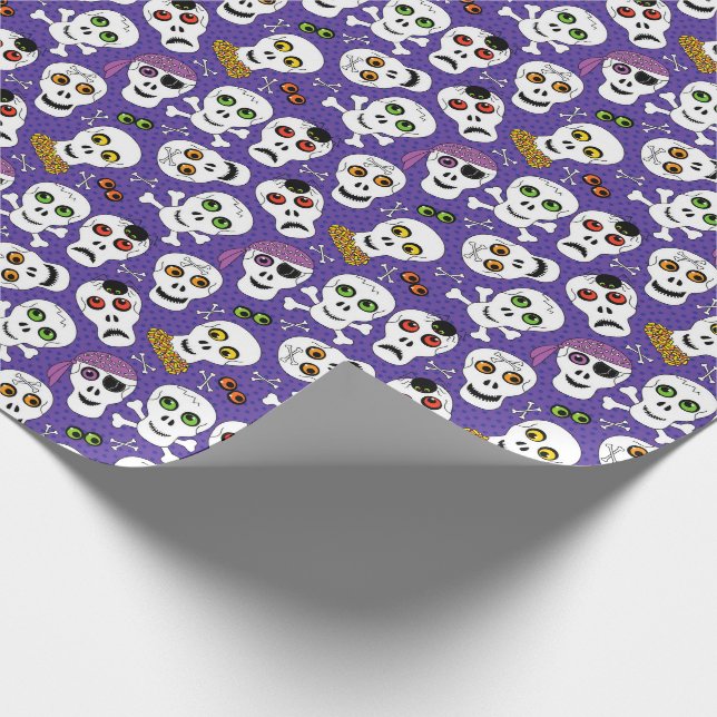 Papel De Presente Cascas bonitas de Halloween em roxo (Ponta)