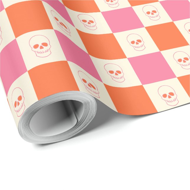 Papel De Presente Cascas da Desktop Board em rosa, laranja e creme (Ponta do rolo)