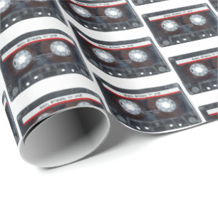 Papel De Presente Cassete Velho com Texto de Aniversário Feliz